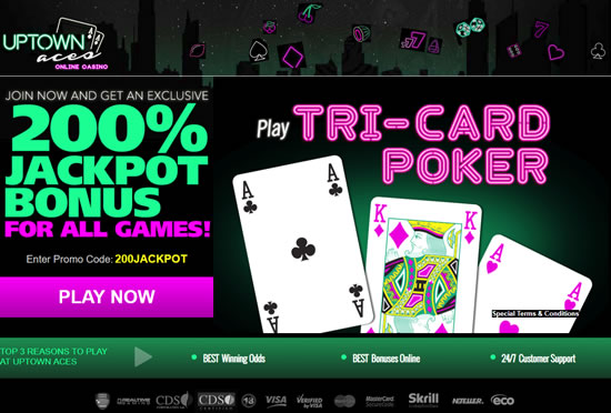 Play Tri Card Poker at Uptown Aces Casino